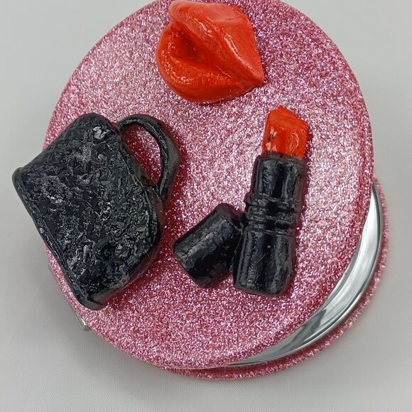 Compact hand mirror, decorated mirror - Picture 3 of 6